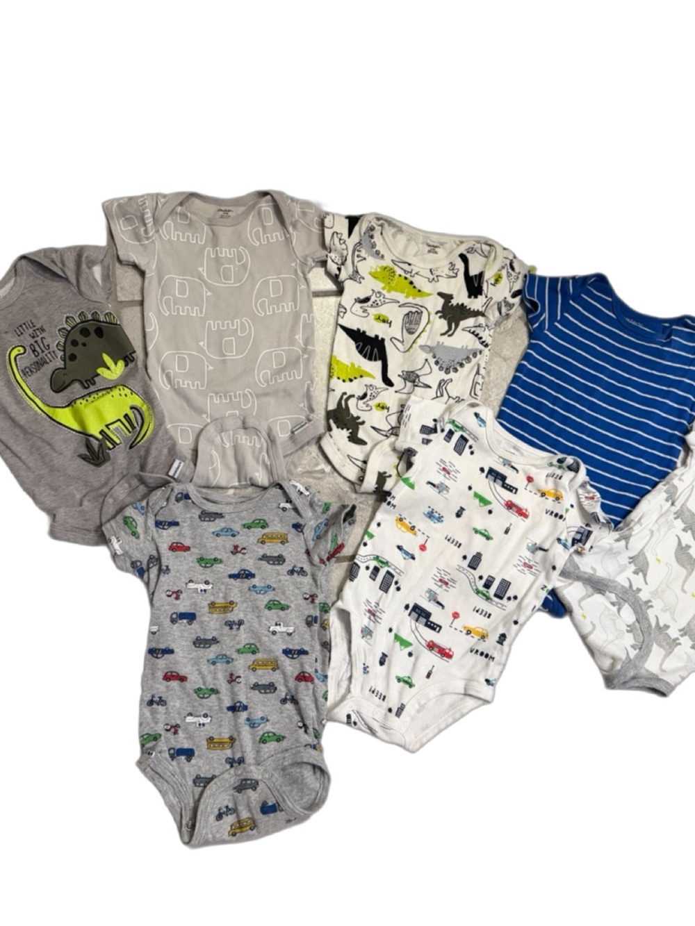 Assorted Brands: pack of 7, short sleeve 9 months baby shirts with snaps